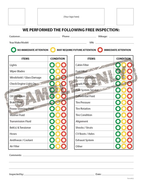 printable vehicle inspection form   safety checklist