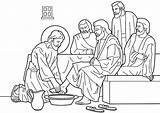 Jesus Feet Disciples Washes Coloring His Pages Washing Search sketch template