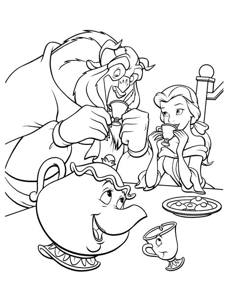 beauty   beast  coloring pages  getdrawings