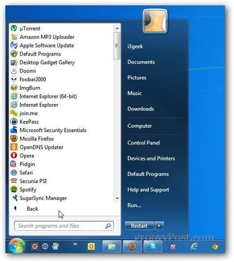 windows  open  programs  start menu