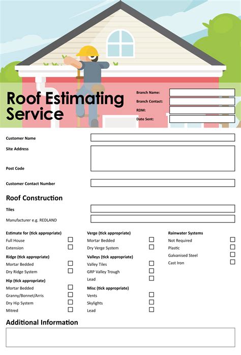 images  roofing estimate templates printable blank roofing