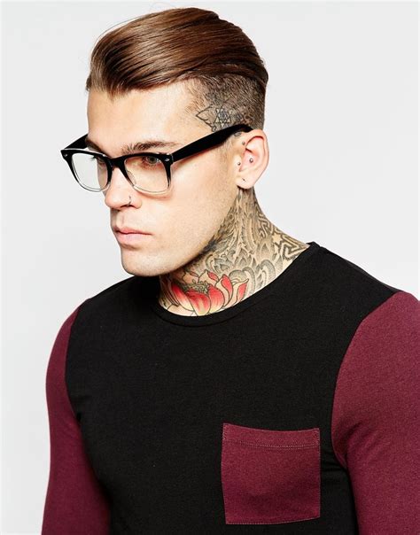 Asos Square Glasses With Clear Lens In Black For Men Lyst