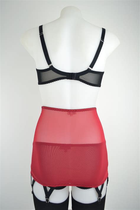 red roll on girdle open bottom vintage style with suspender etsy