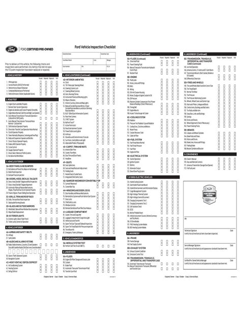 vehicle inspection checklist template   templates
