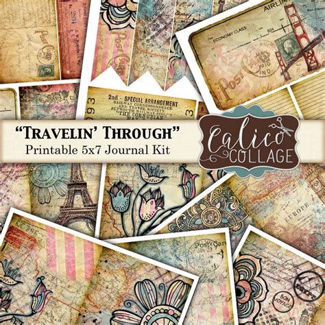 traveling  junk journal kit travel ephemera vintage etsy