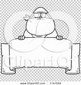 Chubby Ninja Sign Man Outlined Coloring Clipart Cartoon Vector Thoman Cory sketch template