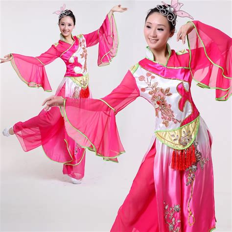 plus size long sleeve women yangko dance costume female fan umbrella