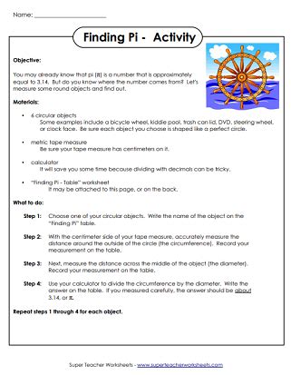 pi day worksheets