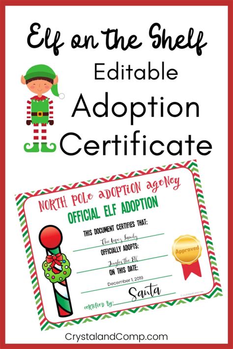 elf   shelf adoption certificate crystalandcompcom