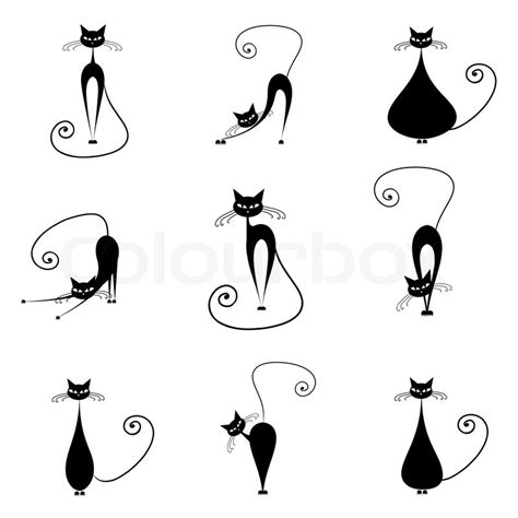 Black Cat Silhouette Collections Stock Vector Colourbox