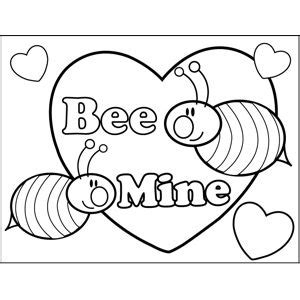 bee  valentine printable coloring page     print