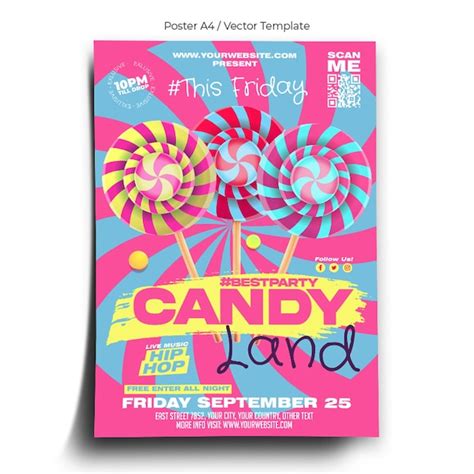 premium vector candy land poster template