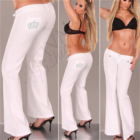 Womens Ultra Low Rise Long Trousers Celeb Xs S M L Sexy Brazilian Hot