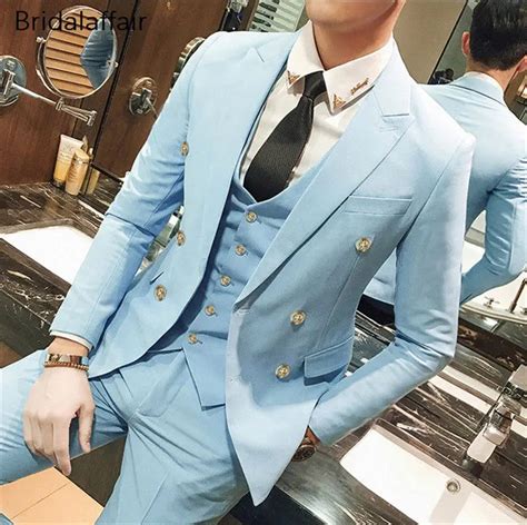 wonderful latest coat pant designs sky blue men suit set slim fit