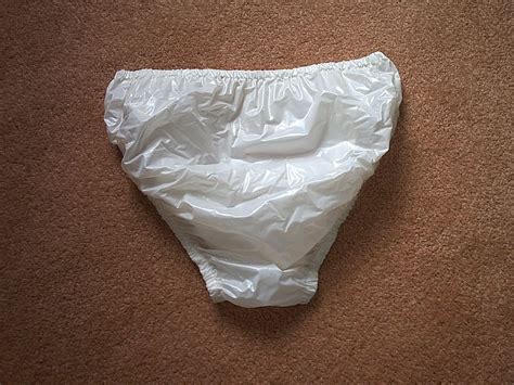 Unisex White High Leg Bikini Style Plastic Pvc Pants Panties Knickers L