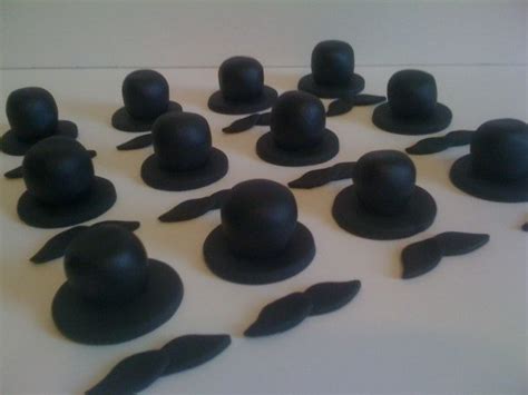 gentlemen cupcake toppers mustache  top hats cupcake toppers