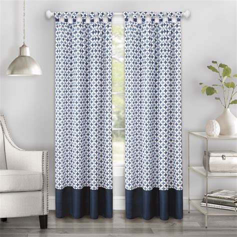 window curtain panels geometric plaid gingham cuff tab top drapes ebay