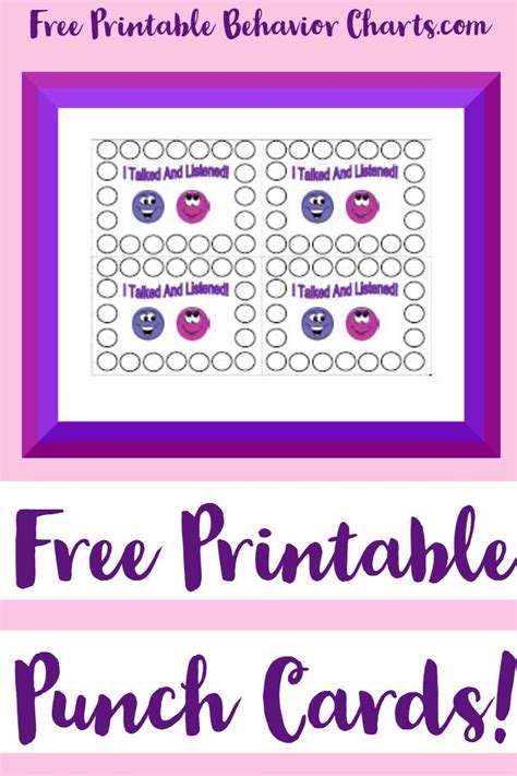 printable punch cards punch cards behavior punch cards