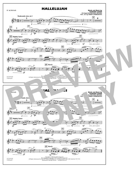 Hallelujah Eb Alto Sax Sheet Music Michael Brown Marching Band