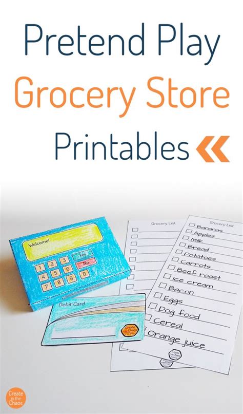 pretend play grocery store printables create   chaos