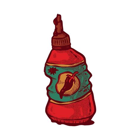 The Bottle Of Chili Sauce Is Broken Hand Drawing Technique Fullcolor