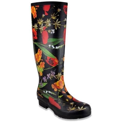 london fog black floral totty rainboot womens    polyvore featuring shoes black