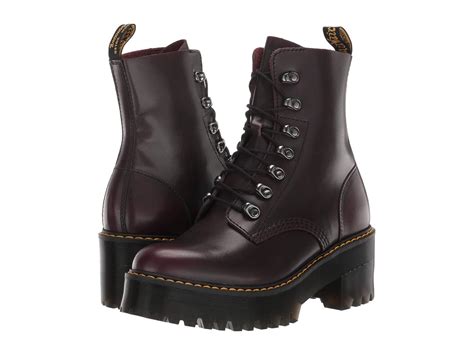 dr martens leather leona  brown lyst