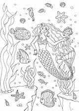 Coloring Mermaid Adult Pages Fishes Adults Mermaids Olivier Water Worlds Printable Cute Sirene Dessin Imprimer Colorier Colouring Et Fish Color sketch template