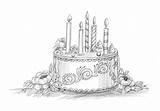 Cake Birthday Sketch Happy Candles Line Vecteezy Decorative Vector Static sketch template