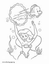 Coloring Flounder Ariel Mermaid Little Pages Playing Together Colouring Drawings Disney Choose Board Popular Princess sketch template