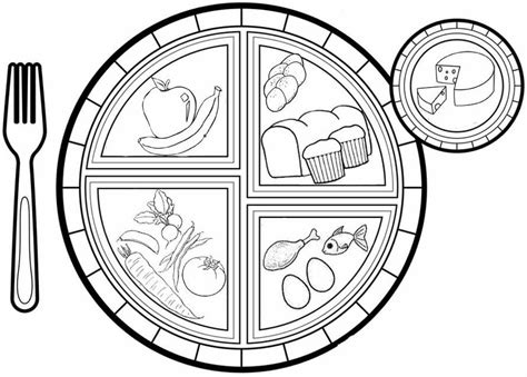 myplate coloring pages teach kids  types  foods coloring