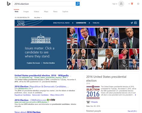 bing gears    elections  candidate pages political index