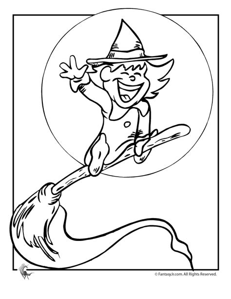 halloween witch  full moon coloring page woo jr kids activities