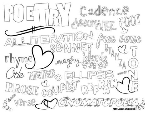 poetry coloring sheet  literary devices literary devices