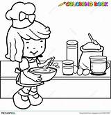 Bambina Cucinano Cuire Nonna Coloration Faisant Coloritura Template sketch template