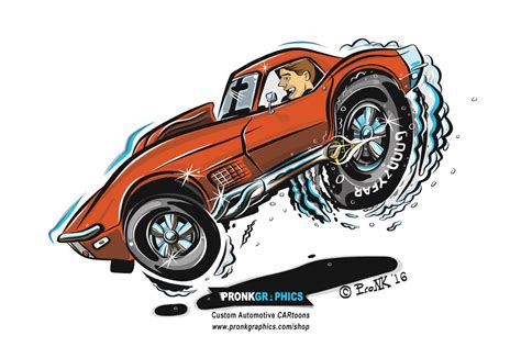 1969 Corvette Hot Rod Cartoon Pronk Graphics Website Design