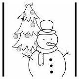 Coloring Tree Snowman Christmas Winter Printable Cute Pages Freebie sketch template