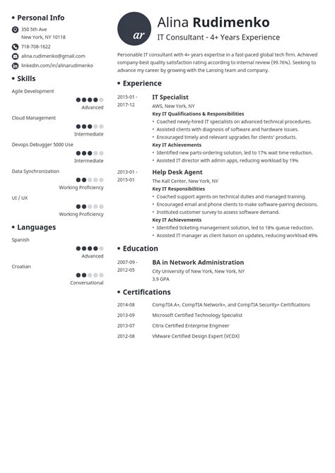 information technology  resume examples
