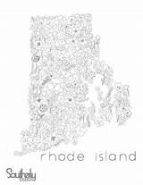 Rhode Floral Coloring States Island Subject sketch template