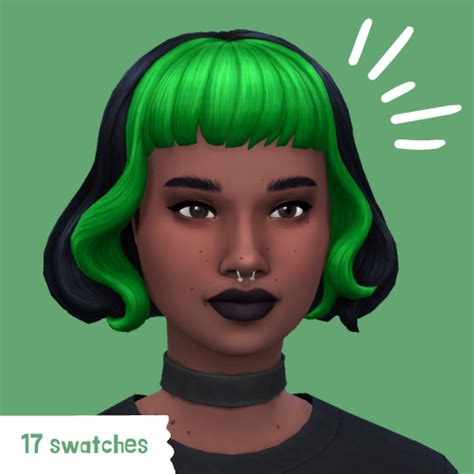 jayda hair  sims   simsdomination black  green