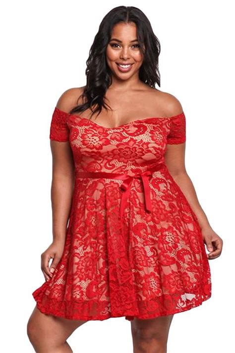 Her Big N Bold White Plus Size Floral Lace Flared Off