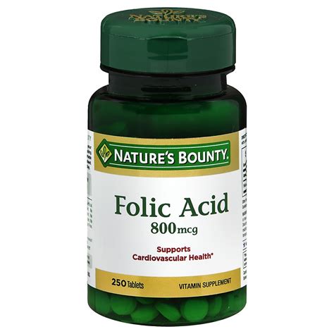 natures bounty natural folic acid  mcg dietary supplement tablets