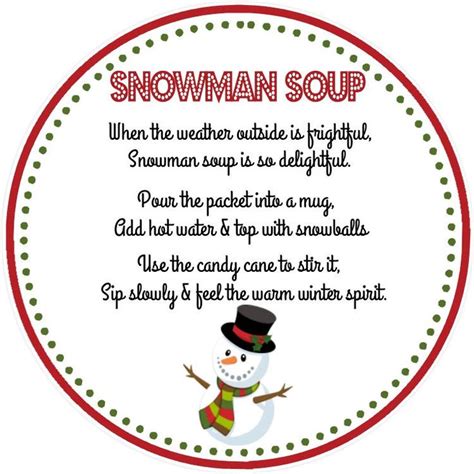 snowman soup favor tag printable file instant  etsy