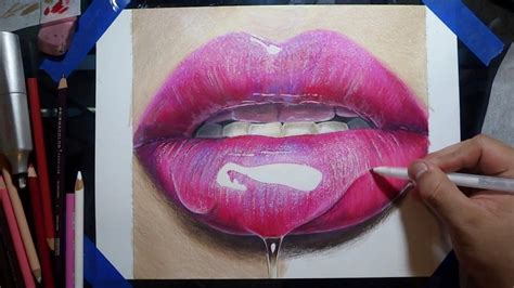 drawing realistic glossy lips gesicht malen zeichnungen suesse