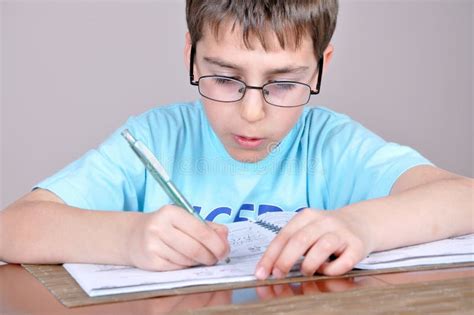 boy  homework stock image image  eraser colour