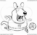 Wallaby Chubby Kangaroo Basketball Playing Clipart Cartoon Cory Thoman Outlined Coloring Vector 2021 sketch template