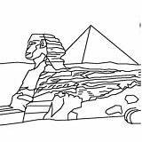 Pyramid Coloring Great Three Drawing Sphinx Giza sketch template