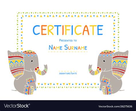 kids certificate template preschool elementary vector image