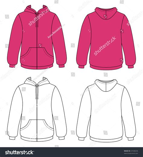 template outline illustration blank hooded sweater stock vector