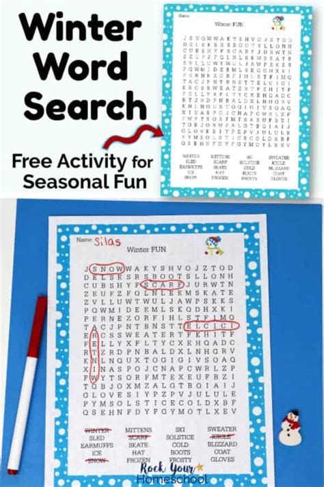 winter word search  fun activity  kids  printable